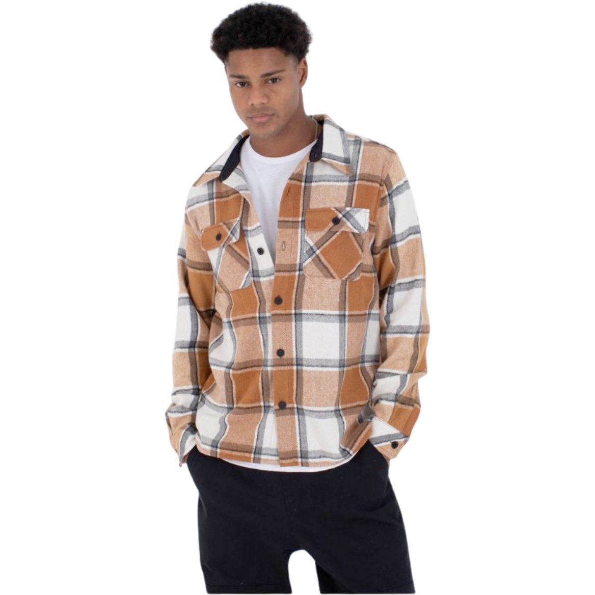 2026 Hurley Mens Ranger Flannel Shirt MVSEU00005 - Brown